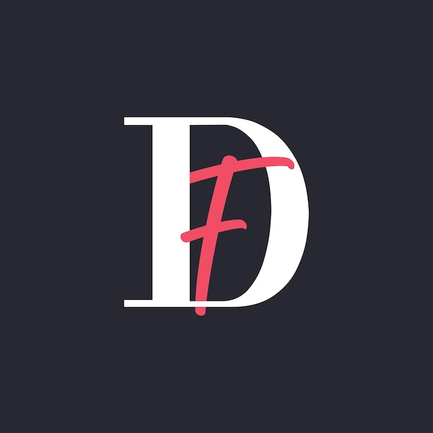 Diseño del logotipo de la letra DF perfectamente mezclado con las iniciales de la letra FF