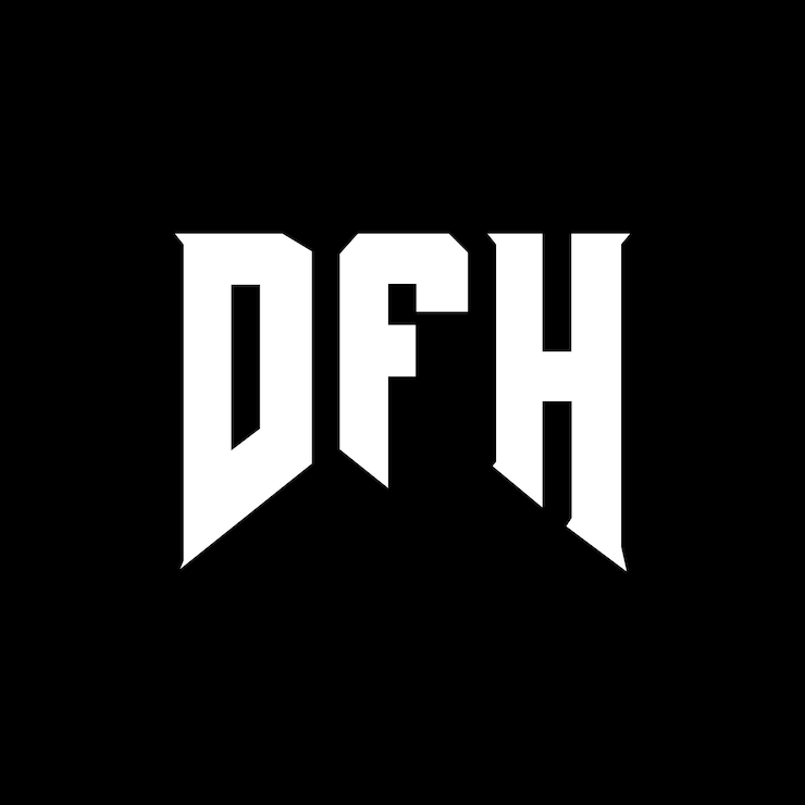 Vector diseño de logotipo de letra dfh para una empresa de tecnología diseño del logotipo dfh combinación de colores blanco y negro logotipo dfh vector dfh diseño del icono dfh alfabeto dfh tipo de diseño del logotipo