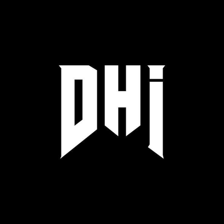 Vector diseño de logotipo de letra dhi para una empresa de tecnología diseño del logotipo dhi combinación de colores blanco y negro logotipo dhi vector diseño dhi icono dhi alfabeto dhi tipografía