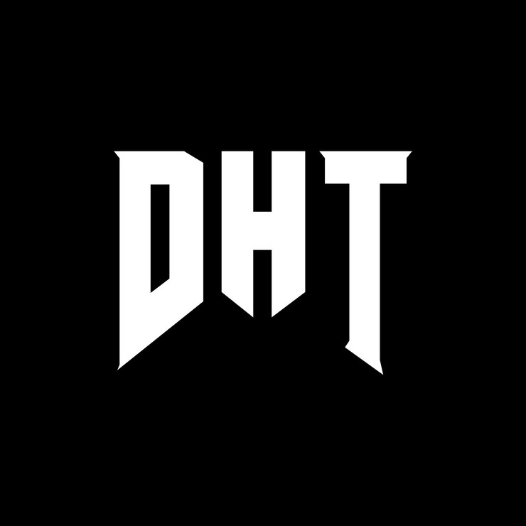 Vector diseño de logotipo de letra dht para una empresa de tecnología diseño del logotipo dht combinación de colores blanco y negro logotipo dht vector dht diseño icono dht alfabeto dht tipografía diseño del logotipo