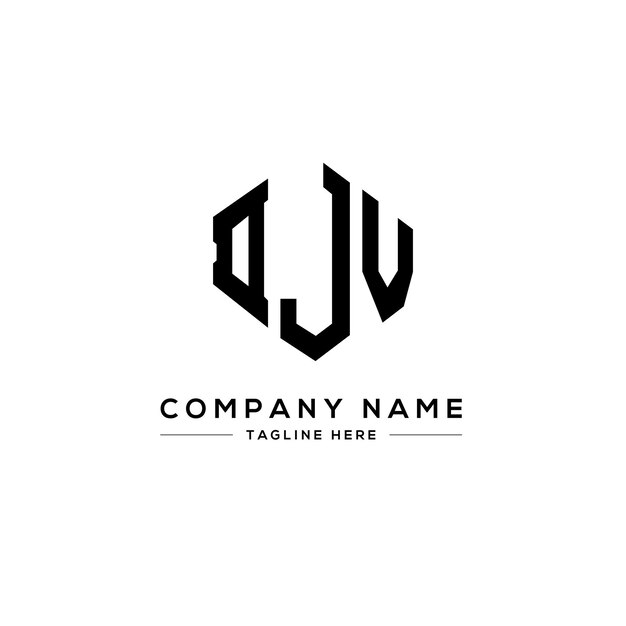 Diseño de logotipo de letra DJV con forma de polígono DJV polígono y forma de cubo diseño de logotipo DJV hexágono patrón de logotipo vectorial colores blanco y negro DJV monograma de negocios y logotipo de bienes raíces
