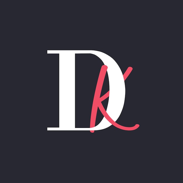Diseño del logotipo de la letra DK perfectamente mezclado con las iniciales de la carta DK