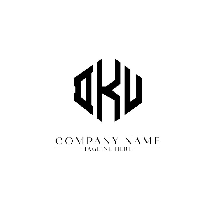 Vector diseño del logotipo de la letra dku con forma de polígono dku diseño del logotipo en forma de póligono y cubo dku hexágono plantilla del logotipo vectorial colores blanco y negro dku monograma logotipo de negocios e inmobiliario