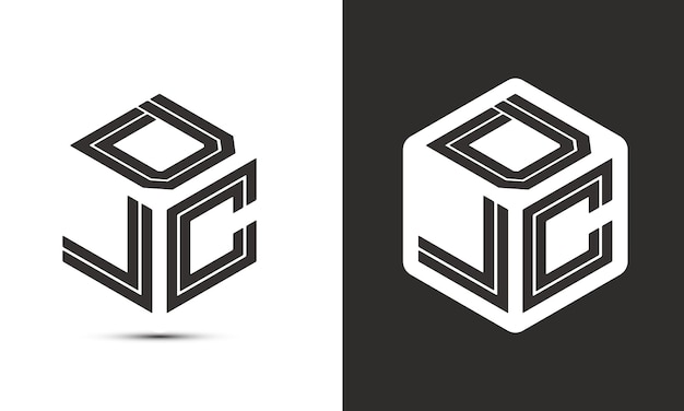 Diseño del logotipo de la letra DLC con el logotipo vectorial del cubo del ilustrador estilo de superposición de fuentes alfabéticas modernas