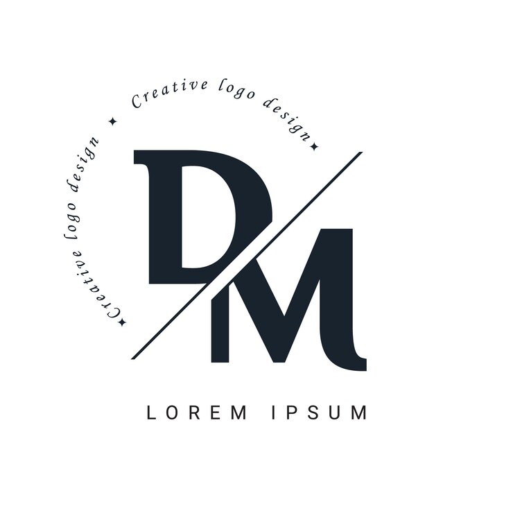 Vector diseño del logotipo de la letra dm con un corte creativo diseño creativo del logotipo