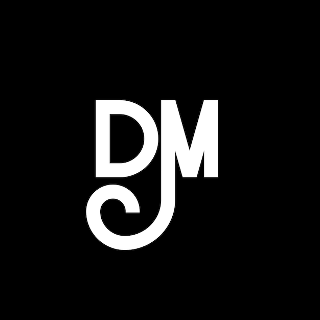 Diseño del logotipo de la letra DM en fondo negro DM iniciales creativas concepto de logotipo de letra dm diseño de letra DM diseño de letra blanca en fondo negro D M d m logotipo