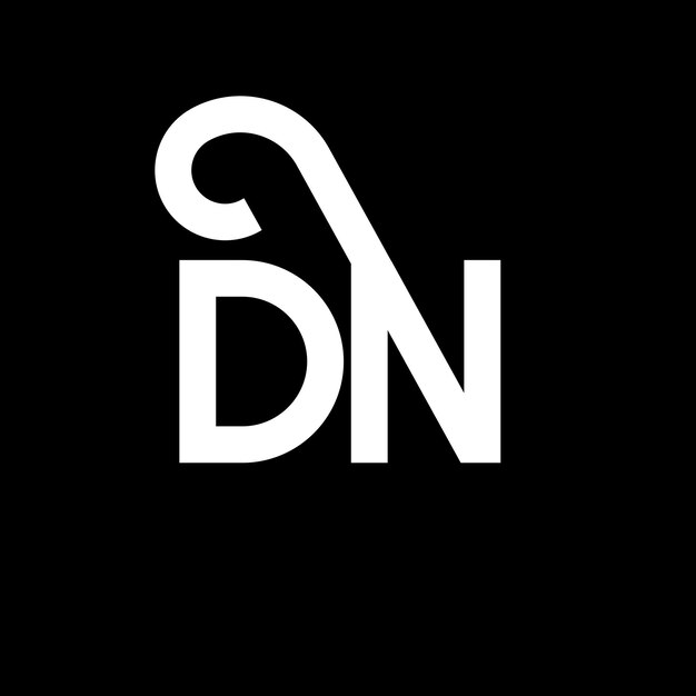 Diseño del logotipo de la letra DN en fondo negro Diseño de las iniciales creativas del logotipo del letra DN