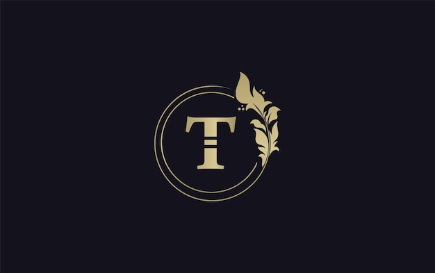 Diseño del logotipo de la letra dorada T vector de icono de belleza