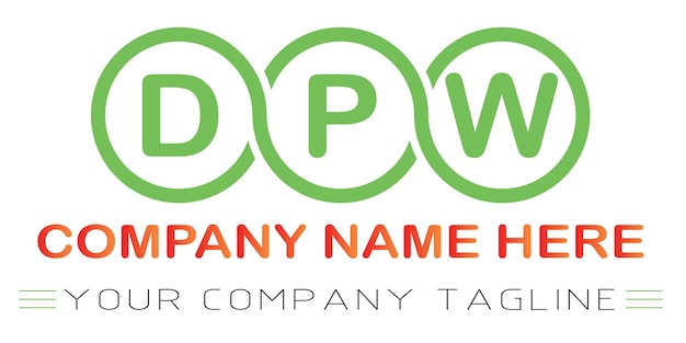 Diseño de logotipo de letra DPW