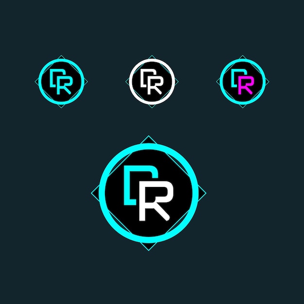 Diseño de logotipo de letra DR con círculo