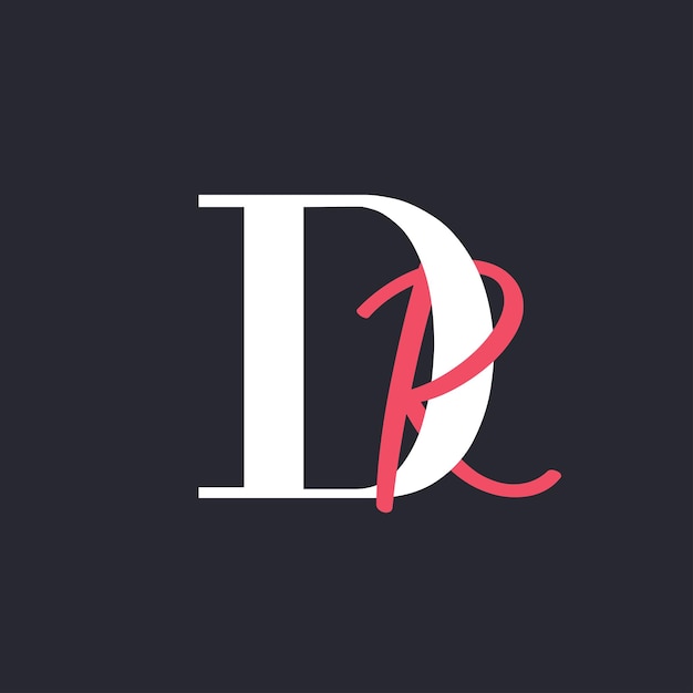 Diseño del logotipo de la letra DR perfectamente mezclado con las iniciales de la carta DR