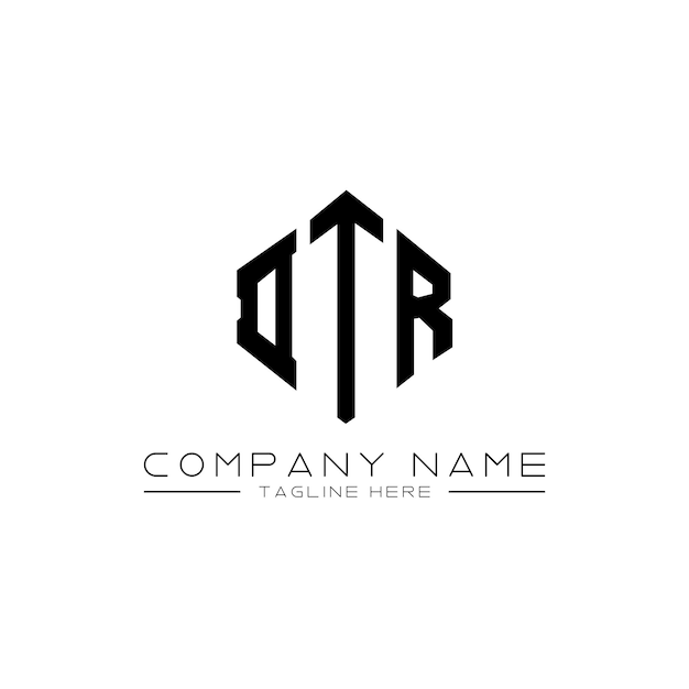 Diseño del logotipo de la letra DTR con forma de polígono DTR diseño del logotipo en forma de póligono y cubo DTR hexágono modelo de logotipo vectorial colores blanco y negro DTR monograma logotipo de negocios e inmobiliario
