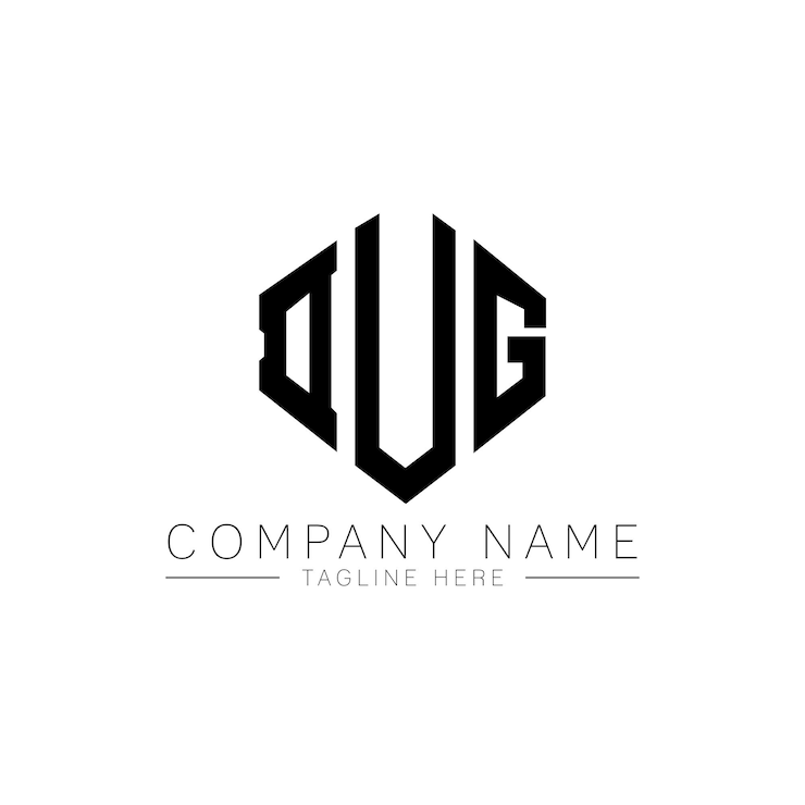 Vector diseño del logotipo de la letra dug con forma de polígono dug diseño del logotipo en forma de póligono y cubo dug hexágono modelo de logotipo vectorial colores blanco y negro dug monograma logotipo de negocios y bienes raíces