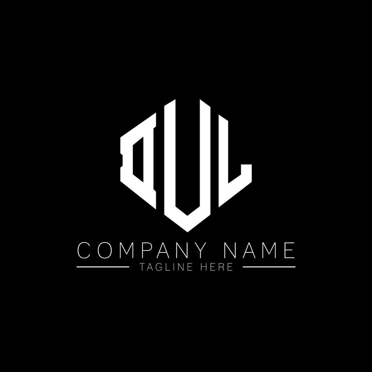 Vector diseño del logotipo de la letra dul con forma de polígono dul diseño del logotipo en forma de póligono y cubo dul hexágono modelo de logotipo vectorial colores blanco y negro dul monograma de negocios y logotipo de bienes raíces