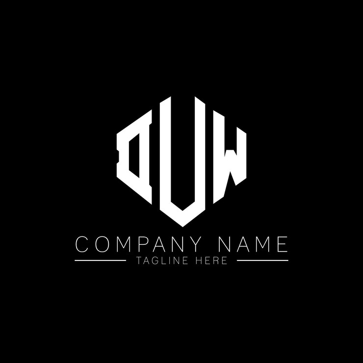 Vector diseño del logotipo de la letra duw con forma de polígono duw diseño del logotipo en forma de póligono y cubo duw hexágono modelo de logotipo vectorial colores blanco y negro duw monograma de negocios y logotipo inmobiliario