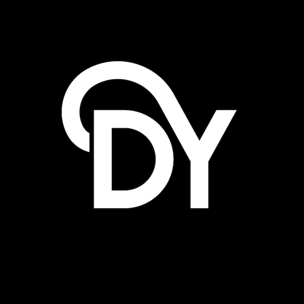 Diseño de logotipo de letra DY en fondo negro DY iniciales creativas concepto de logotipio de letra dy diseño de letra Dy diseño de letra blanca en fondo negra D Y d y logotipo