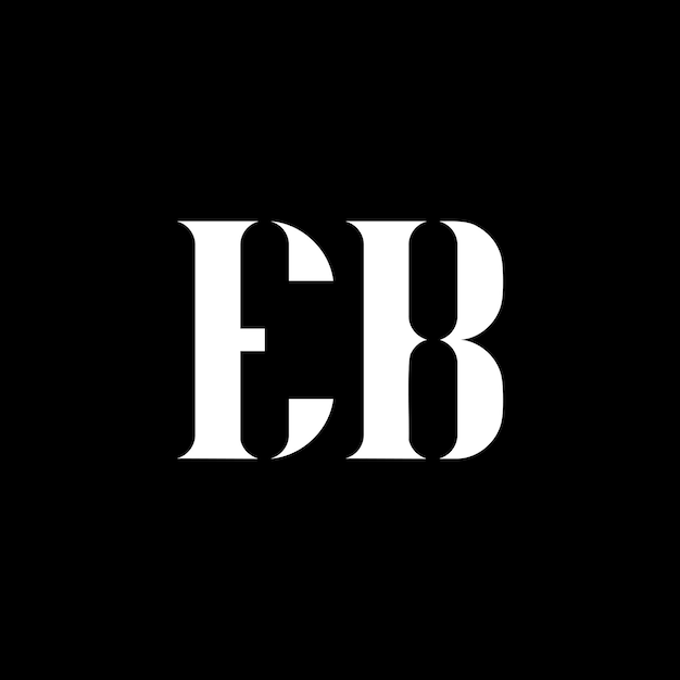 El diseño del logotipo de la letra E B La letra inicial EB, el monograma en mayúsculas EB, el logotipo de color blanco EB, el diseño del logo EB E Bx9