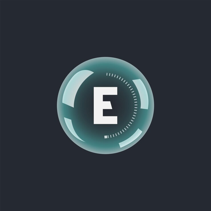 Diseño del logotipo de la letra E brillante