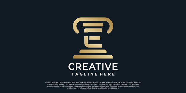 Diseño del logotipo de la letra E del concepto único de justicia Vector Premium