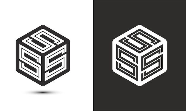 Diseño de logotipo de letra E ee con logotipo de cubo ilustrador logotipo vectorial estilo de superposición de fuente de alfabeto moderno Icono de logotipo de empresa Premium Color blanco sobre fondo negro