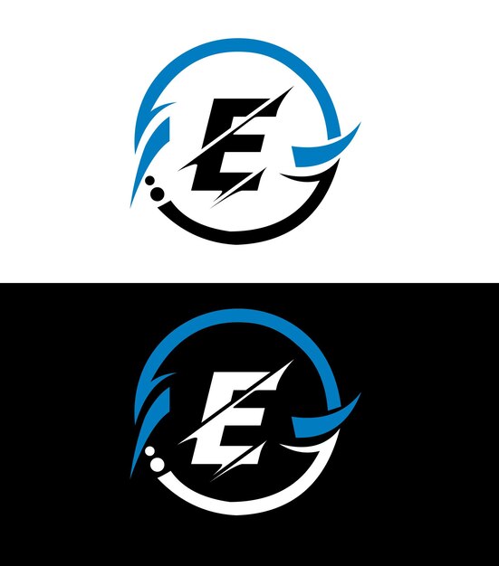 Diseño de logotipo de letra E con forma de círculo Diseño de logotipo de forma de círculo y cubo E Negocio de monograma E