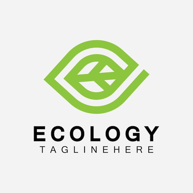 Diseño del logotipo de la letra E con hoja Logotipo de la línea geométrica de la carta E