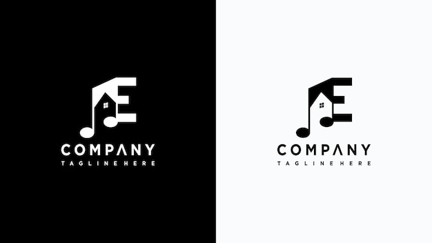 Diseño de logotipo de letra e música vector premium