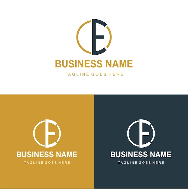 Diseño de logotipo de letra e vectorial con imagen vectorial circular
