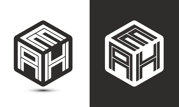 Vector diseño del logotipo de la letra eah con ilustrador logotipo del cubo logotipo vectorial estilo de superposición de fuentes de alfabeto moderno