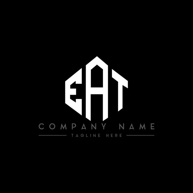 Diseño del logotipo de la letra EAT con forma de polígono EAT diseño del logotipo en forma de póligono y cubo EAT plantilla del logotipo vectorial hexágono colores blanco y negro EAT monograma logotipo de negocios y bienes raíces