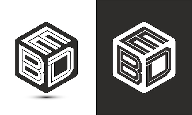 Diseño de logotipo de letra EBD con ilustrador logotipo de cubo logotipo vectorial estilo de superposición de fuentes de alfabeto moderno