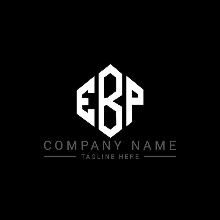 Vector diseño del logotipo de la letra ebp con forma de polígono ebp diseño del logotipo en forma de póligono y cubo ebp hexágono modelo de logotipo vectorial colores blanco y negro ebp monograma logotipo de negocios e inmobiliario