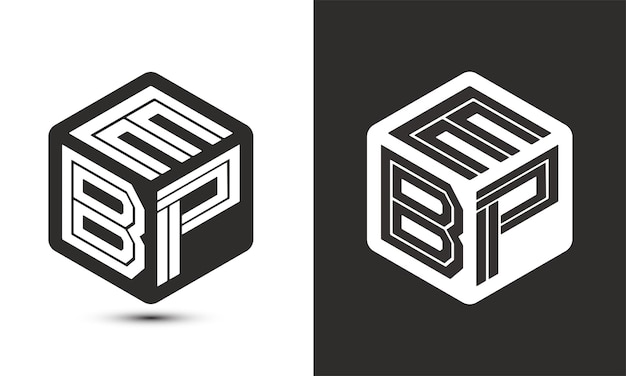 Diseño del logotipo de la letra EBP con ilustrador logotipo del cubo logotipo vectorial estilo de superposición de fuentes de alfabeto moderno