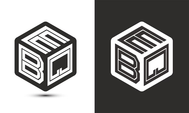 Diseño del logotipo de la letra EBQ con ilustrador logotipo del cubo logotipo vectorial estilo de superposición de fuentes de alfabeto moderno