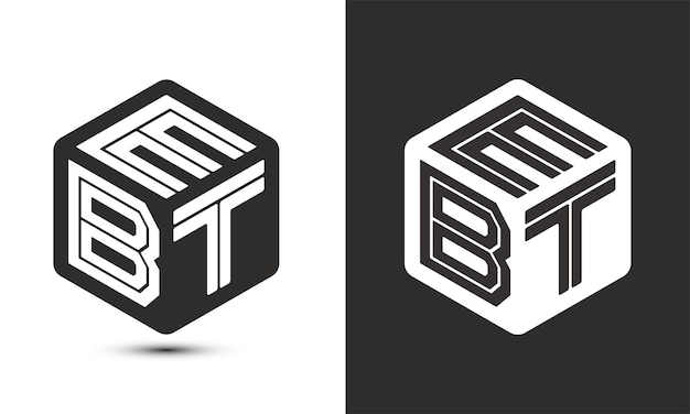 Diseño del logotipo de la letra EBT con ilustrador logotipo del cubo logotipo vectorial estilo de superposición de fuentes de alfabeto moderno