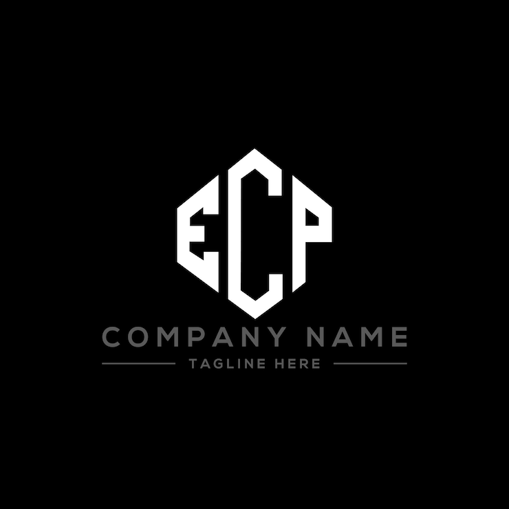 Vector diseño del logotipo de la letra ecp con forma de polígono ecp diseño del logotipo en forma de póligono y cubo ecp hexágono modelo de logotipo vectorial colores blanco y negro ecp monograma negocio y logotipo de bienes raíces