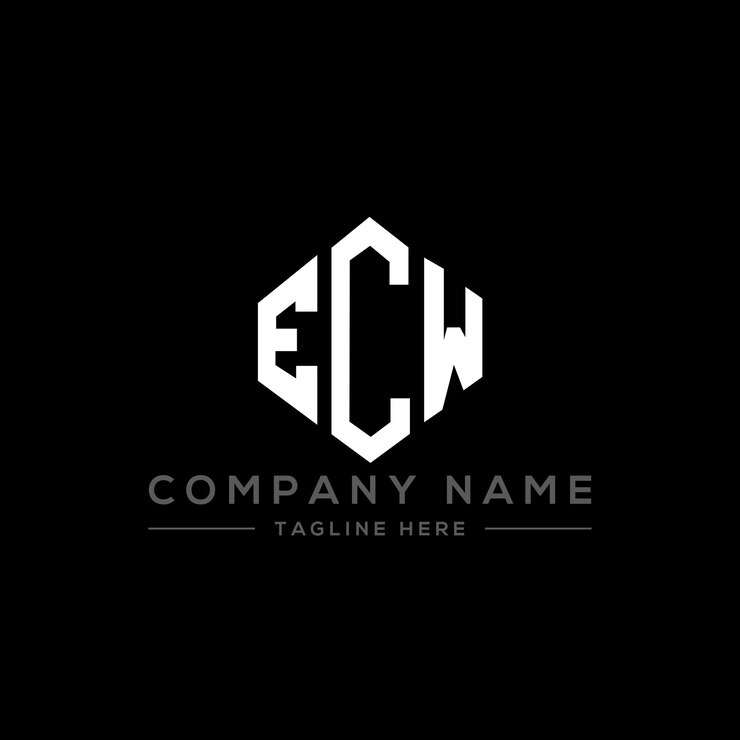 Vector diseño del logotipo de la letra ecw con forma de polígono ecw diseño del logotipo en forma de póligono y cubo ecw hexágono modelo de logotipo vectorial colores blanco y negro ecw monograma logotipo de negocios e inmobiliario