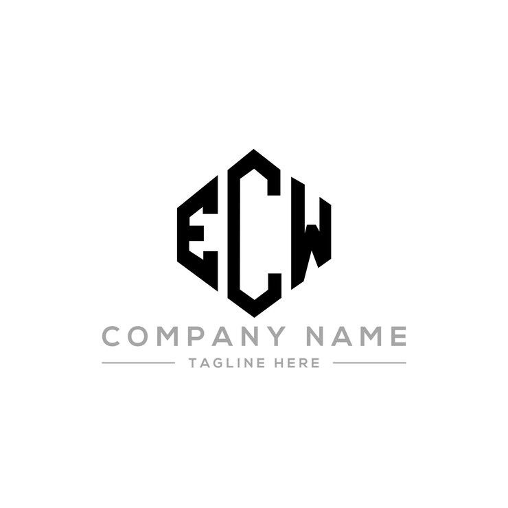 Vector diseño del logotipo de la letra ecw con forma de polígono ecw diseño del logotipo en forma de póligono y cubo ecw hexágono modelo de logotipo vectorial colores blanco y negro ecw monograma logotipo de negocios e inmobiliario