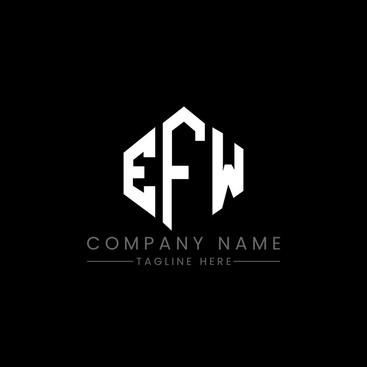 Vector diseño del logotipo de la letra efw con forma de polígono efw diseño del logotipo en forma de póligono y cubo efw hexágono modelo de logotipo vectorial colores blanco y negro efw monograma negocio y logotipo inmobiliario