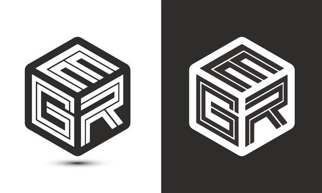 Vector diseño de logotipo de letra egr con logotipo de cubo ilustrador logotipo vectorial estilo de superposición de fuente de alfabeto moderno