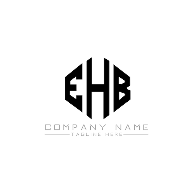 Vector diseño del logotipo de la letra ehb con forma de polígono ehb poligono y forma de cubo diseño del logotipo ehb hexágono modelo de logotipo vectorial colores blanco y negro ehb monograma logotipo de negocios e inmobiliario