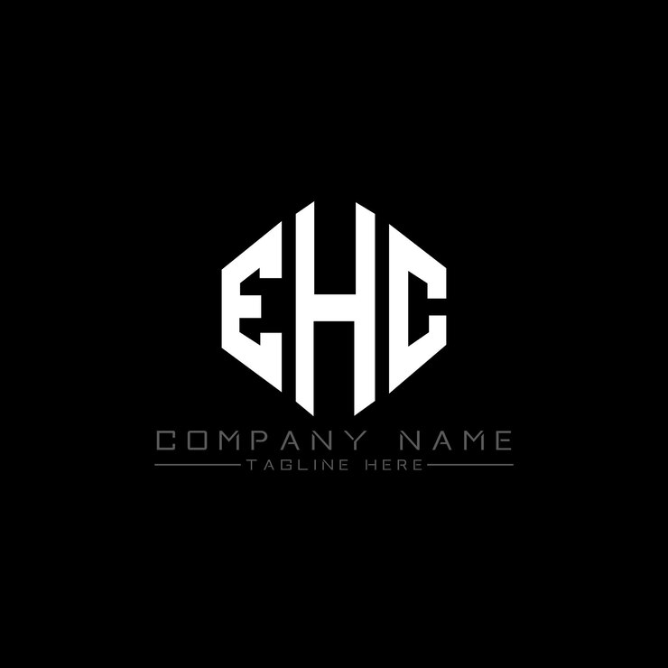 Vector diseño del logotipo de la letra ehc con forma de polígono ehc diseño del logotipo en forma de póligono y cubo ehc hexágono modelo de logotipo vectorial colores blanco y negro ehc monograma logotipo de negocios e inmobiliario