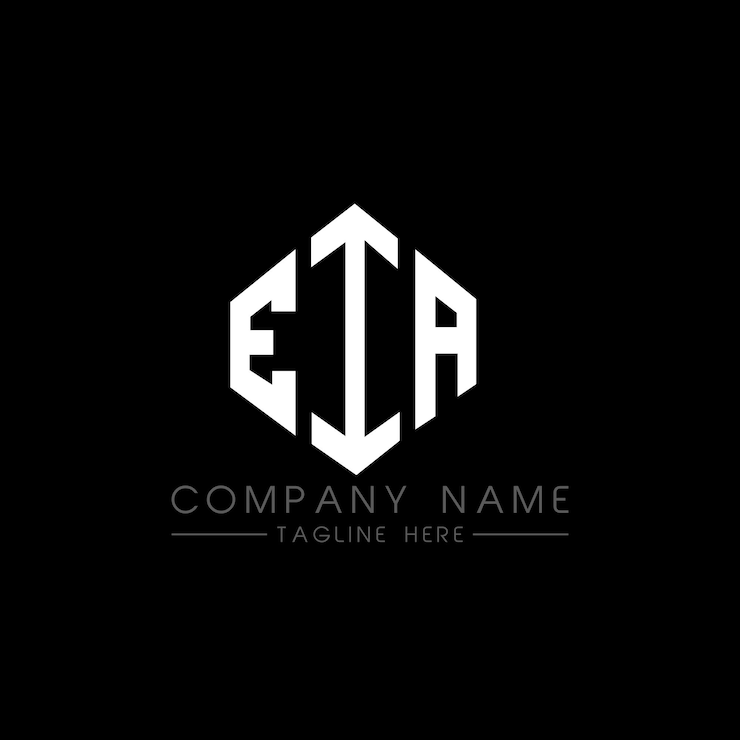 Vector diseño de logotipo de letra de eia con forma de polígono eia diseño de logotipo en forma de póligono y cubo eia plantilla de logotipo vectorial hexágono eia colores blanco y negro eia monograma negocio y logotipo inmobiliario