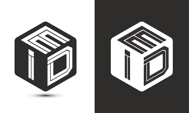 Diseño de logotipo de letra EID con logotipo de cubo ilustrador logotipo vectorial estilo de superposición de fuente de alfabeto moderno