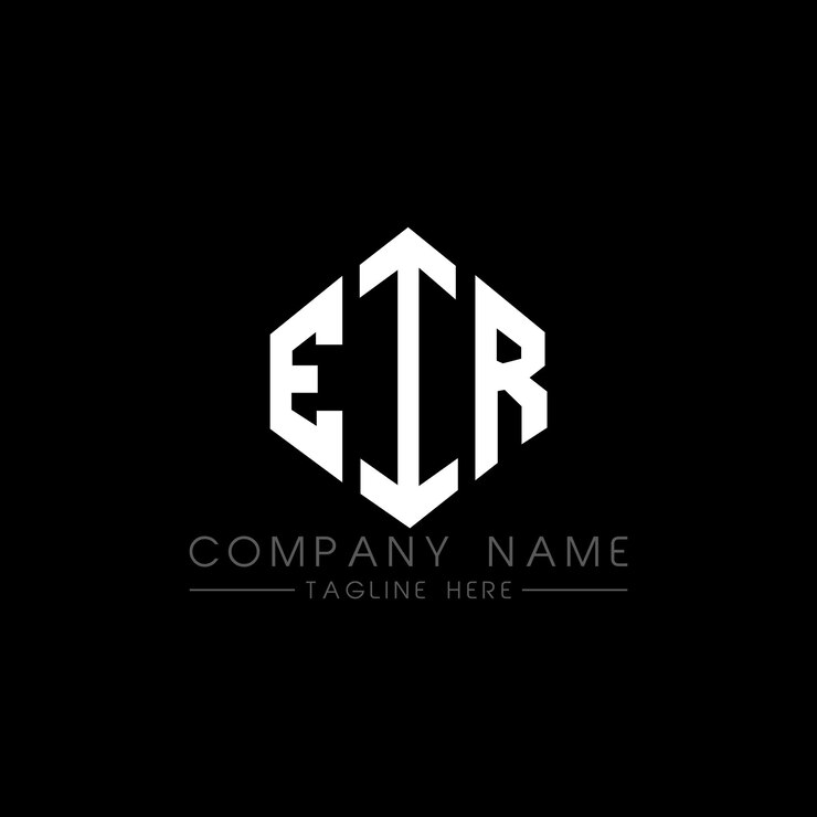 Vector diseño del logotipo de la letra eir con forma de polígono eir diseño del logotipo en forma de póligono y cubo eir hexágono modelo de logotipo vectorial colores blanco y negro eir monograma negocio y logotipo inmobiliario