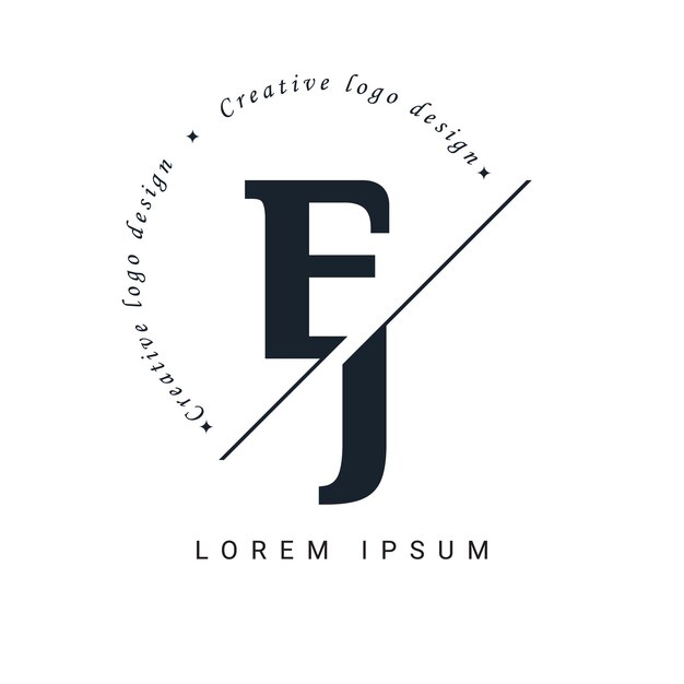 Diseño del logotipo de la letra EJ con un corte creativo Diseño creativo del logotipo