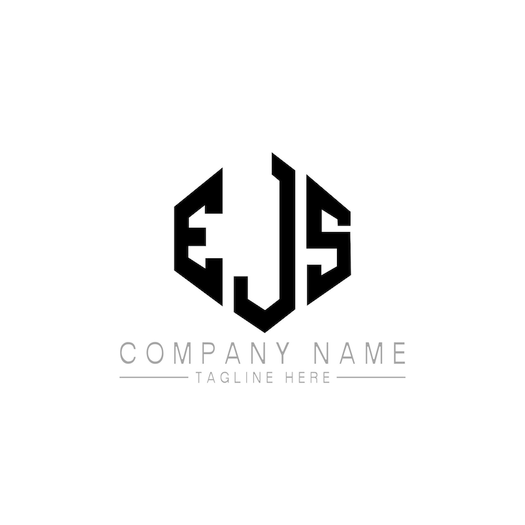 Vector diseño del logotipo de la letra ejs con forma de polígono ejs diseño del logotipo en forma de póligono y cubo ejs hexágono modelo de logotipo vectorial colores blanco y negro ejs monograma negocio y logotipo de bienes raíces