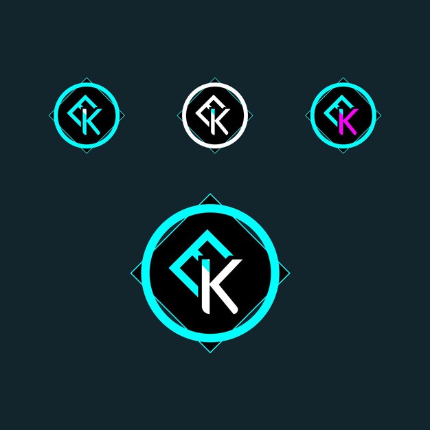 Diseño de logotipo de letra EK con círculo