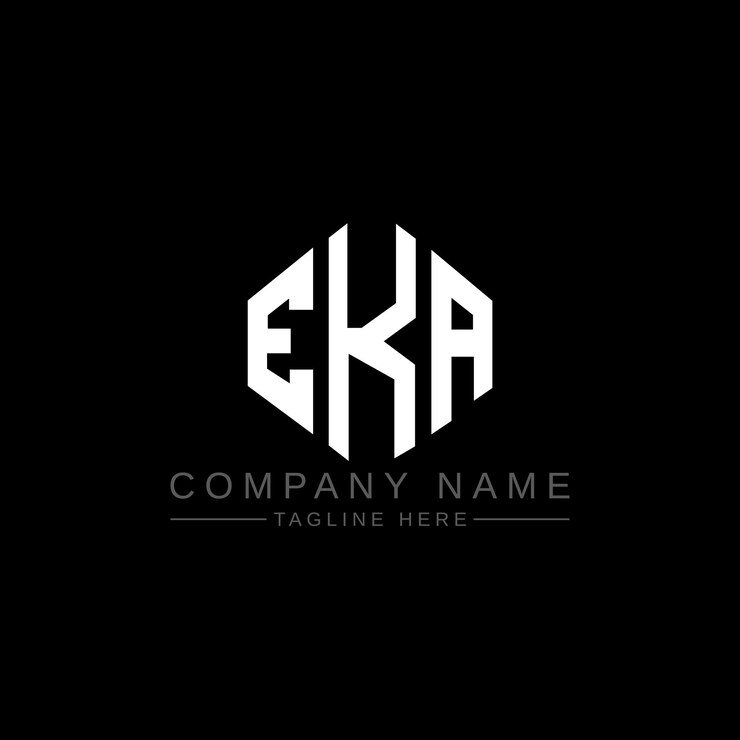 Vector diseño del logotipo de la letra eka con forma de polígono eka diseño del logotipo en forma de póligono y cubo eka modelo de logotipo vectorial hexágono eka colores blanco y negro eka monograma logotipo de negocios e inmobiliario