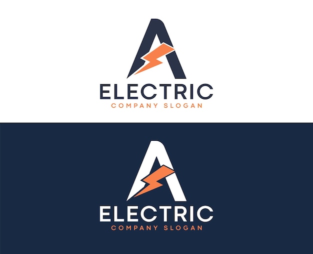 Un diseño de logotipo de letra eléctrica con rayo de iluminación